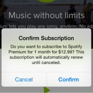 spotify confirm subscription prompt