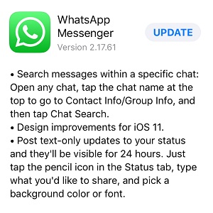 whatsapp 2.17.61 ios update