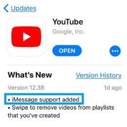 youtube for ios receives imessage support