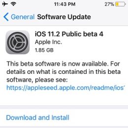 iOS 11.2 Public beta 4 Software Update.