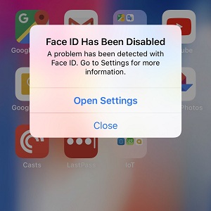 iphone x face id has been disabled prompt