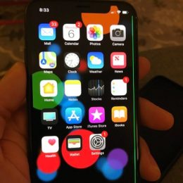 iphone x with bright green line on display