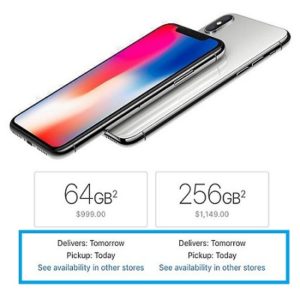 iPhone X next-day availability.