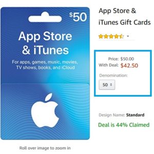Lightning Amazon iTunes Gift Cards deal.
