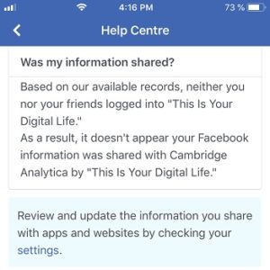 Facebook tool for Cambridge Analytica scandal