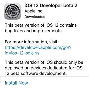 iOS 12 Developer Beta 2.