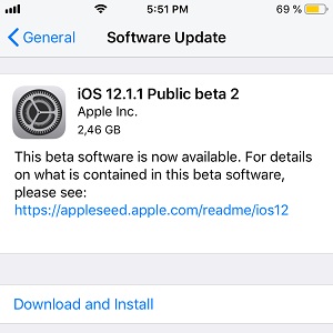 iOS 12.1.1 Public Beta 2