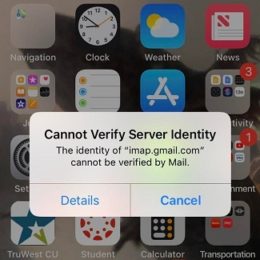 Cannot Verify Server Identity error on iPhone