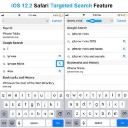 ios 12.2 safari blue arrows targeted search feature