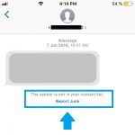 report junk option in unknown sender messages