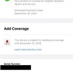 applecare+ coverage not showing up for iPhone 11 pro max