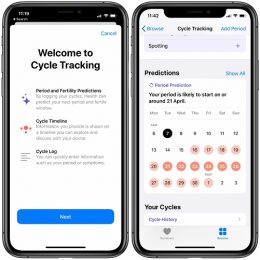 The Health app Cycle Tracking feature