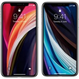 iPhone 11 Pro displaying the new iPhone SE wallpapers