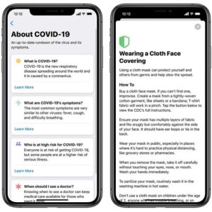 Apple COVID-19 app home screen
