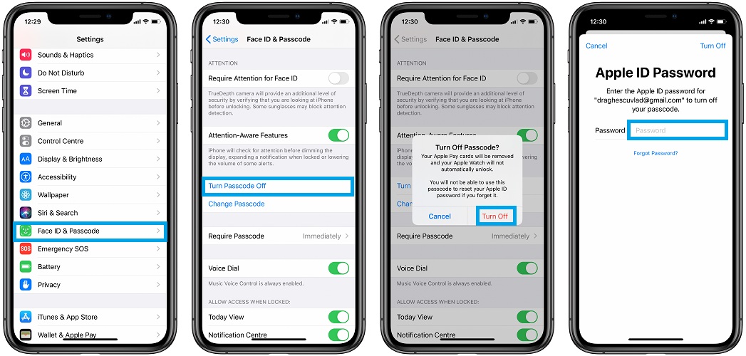 disable iphone password lock