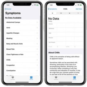 how to add symptoms to iOS Health app