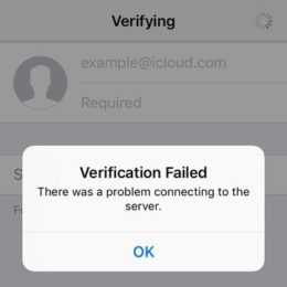 iCloud 'Verification Failed' error prompt