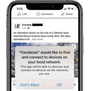 Facebook Local Network Access prompt in iOS 14