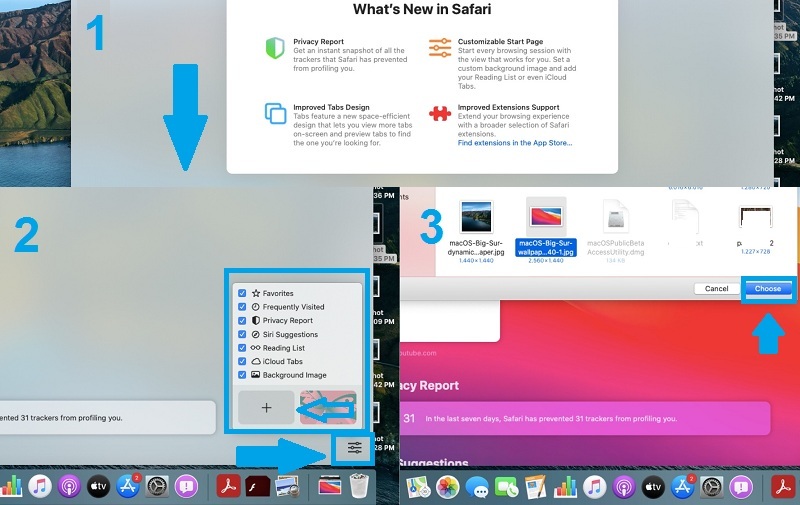 how to add wallpaper to safari start page
