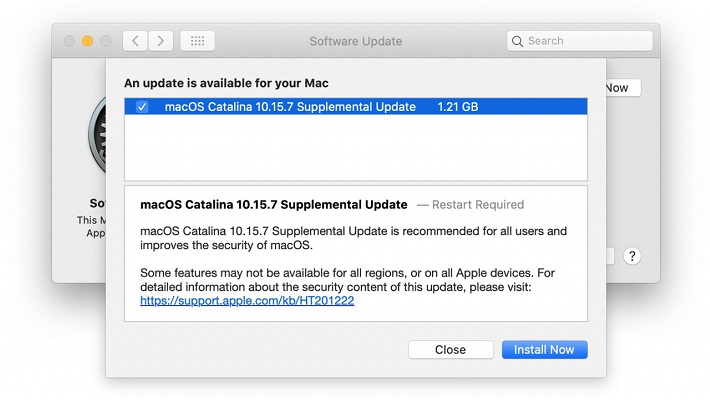 macos catalina 10.15.7 supplemental update with security fixes