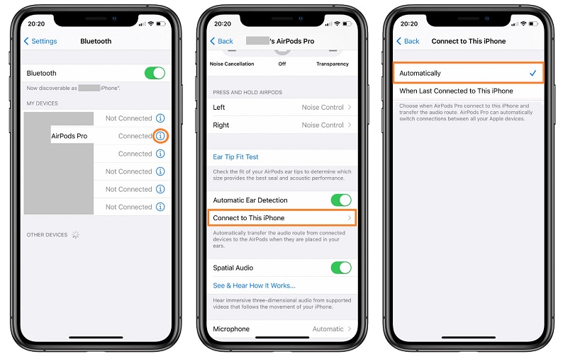 how to enable airpods automatic switching on iphone