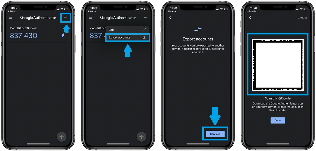 transfer google authenticator to new iphone