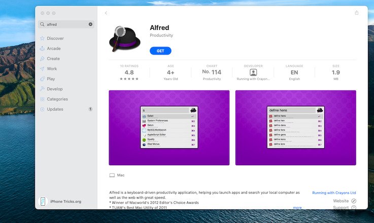 Alfred Productivity app for Mac
