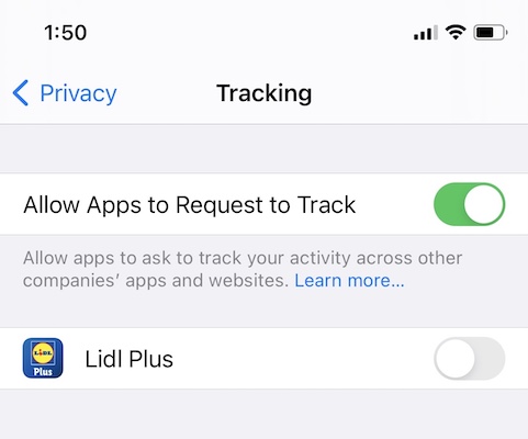 Allow Apps to Request to Track