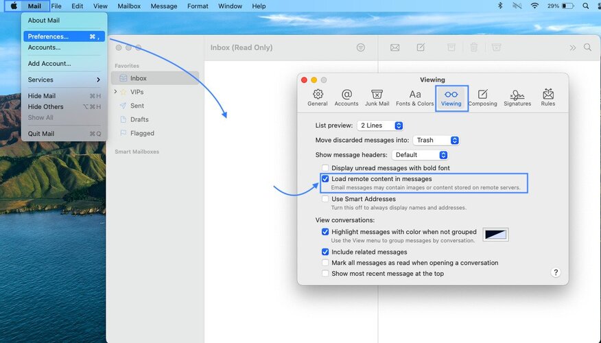 how to block email tracking on mac