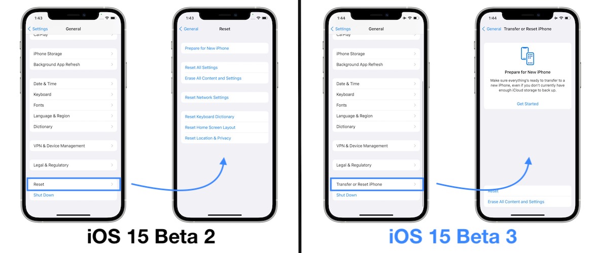 Transfer or Reset iPhone Settings iOS 15