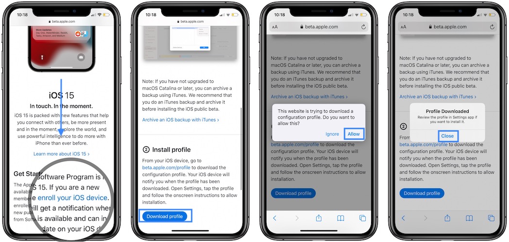 how to download iOS 15 beta profile