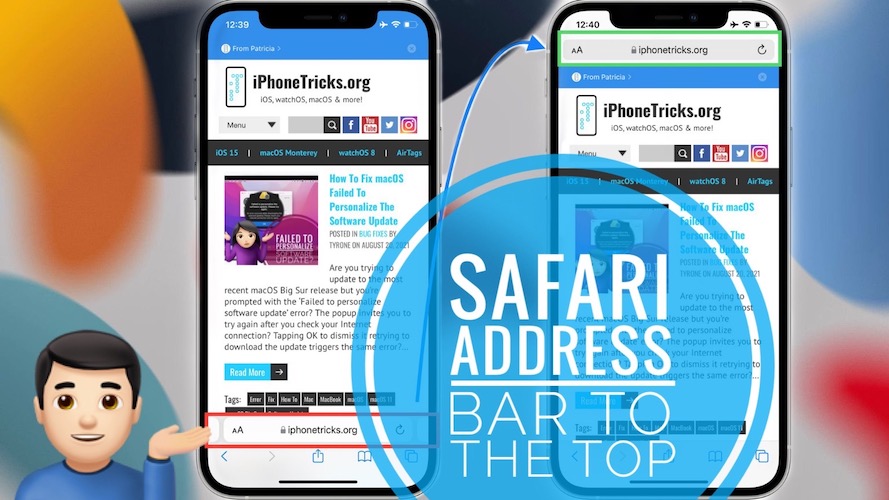 Safari address bar at the top of the screen