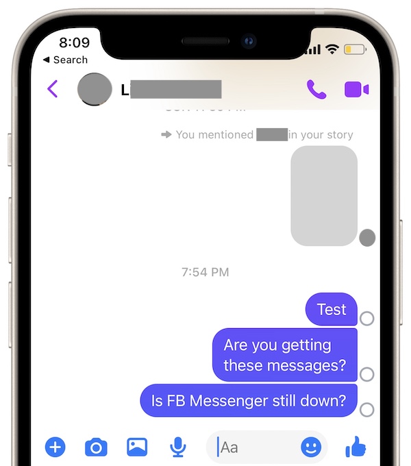 Facebook Messenger not sending messages