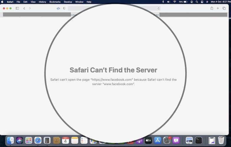 Facebook down in Safari