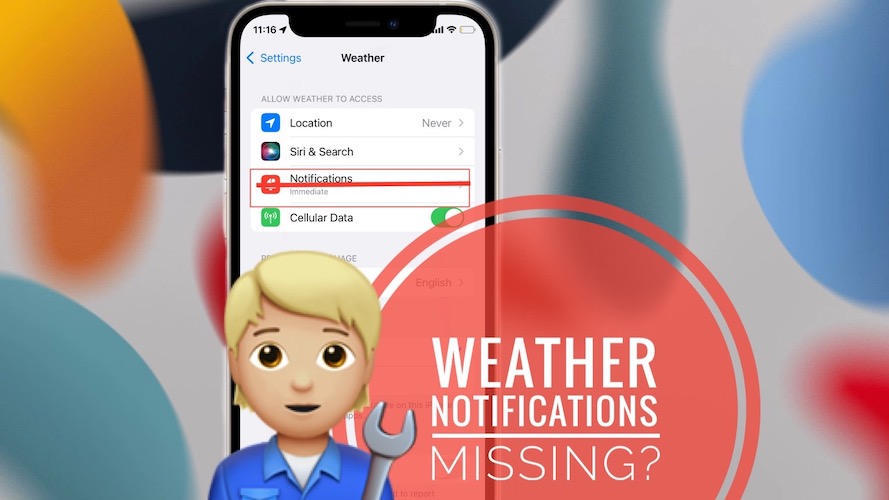Weather Notifications missing in Settings