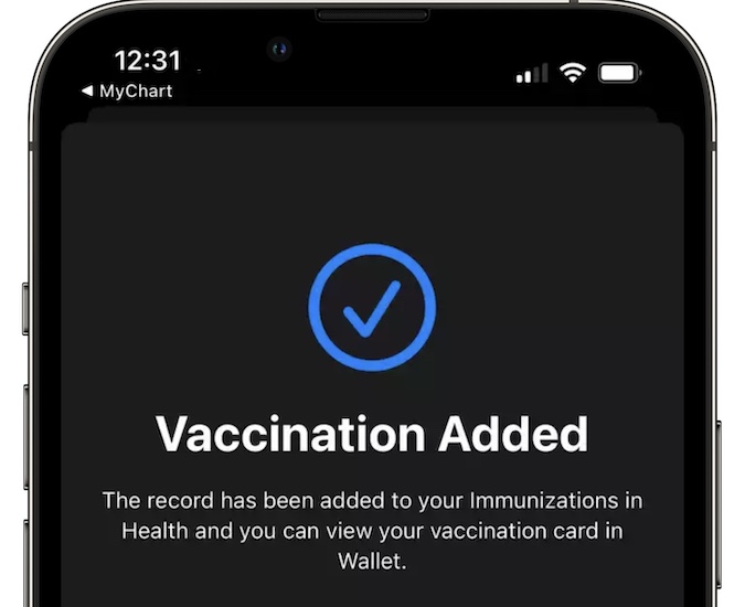 covid vaccination added to wallet
