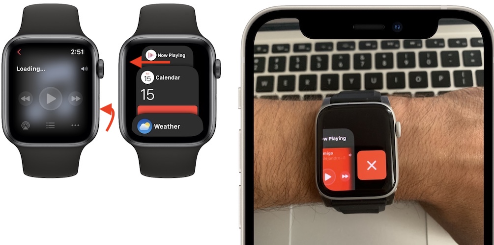 how to force quit now playing controls on apple watch
