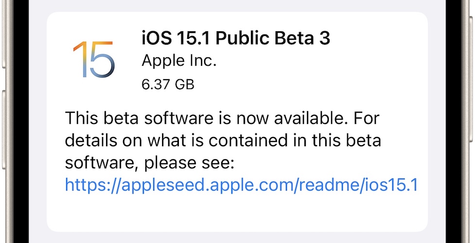 iOS 15.1 Public Beta 3