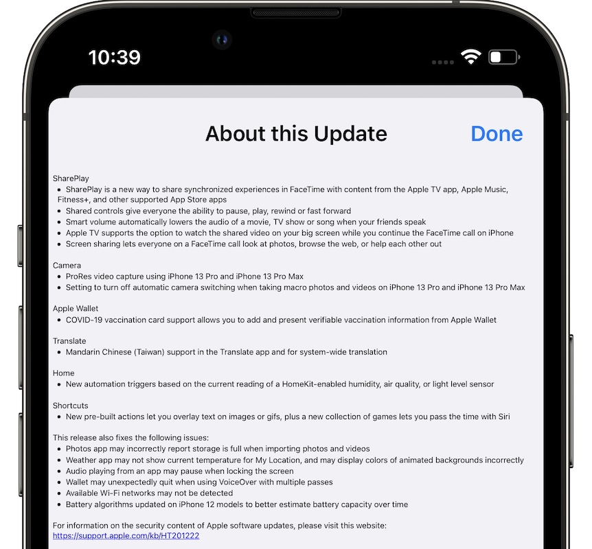 iOS 15.1 release notes