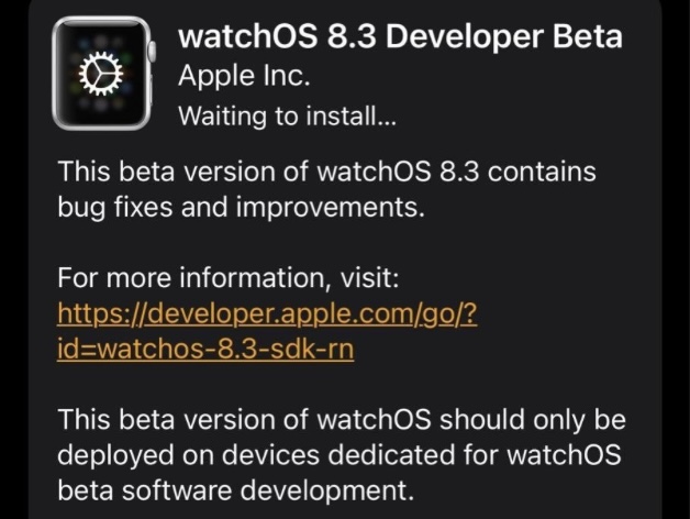 watchOS 8.3 developer beta download