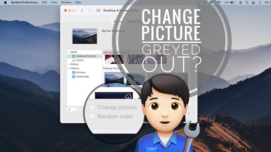 change picture greyed out on Mac