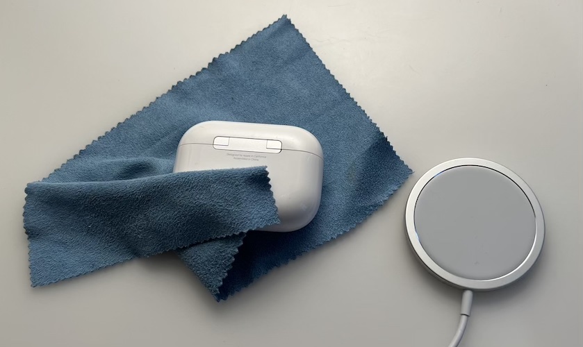 cleaning AirPods case before charging