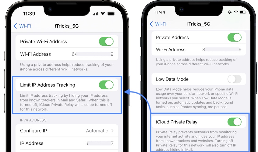 limit ip address tracking in ios 15.2