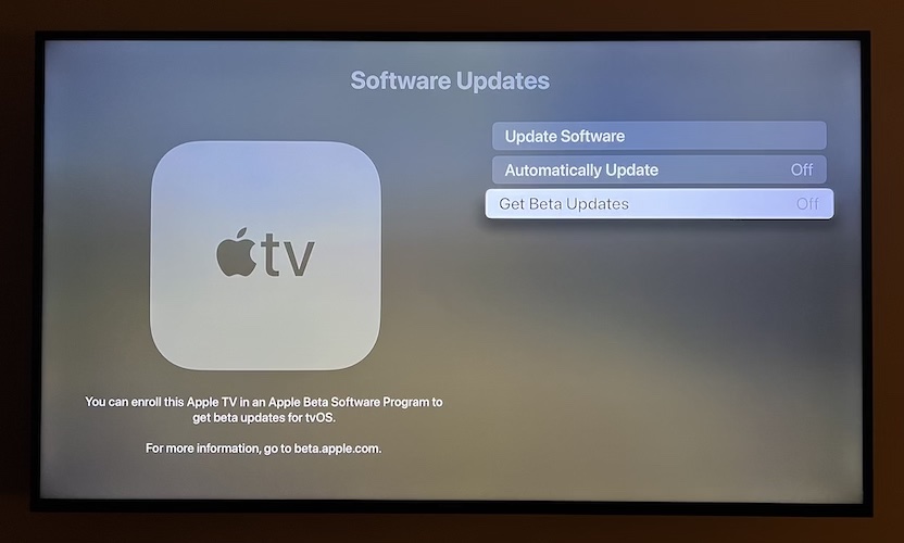 how to turn on Beta Update on Apple TV