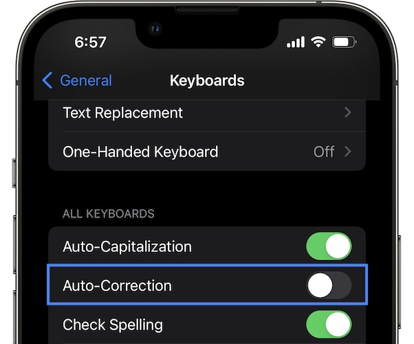 turn off auto-correction in ios 15