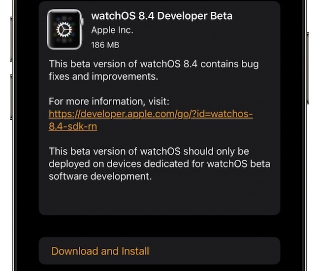 watchos 8.4 beta download