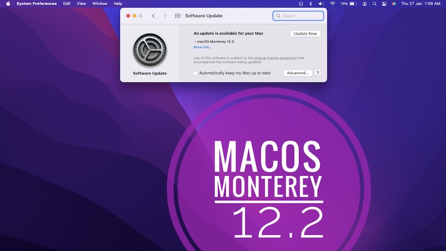 Mise à jour macOS Monterey 12.2