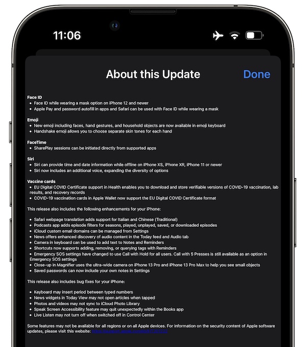 ios 15.4 update log