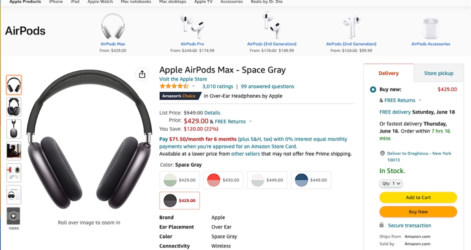 airpods max lowest price ever amazon