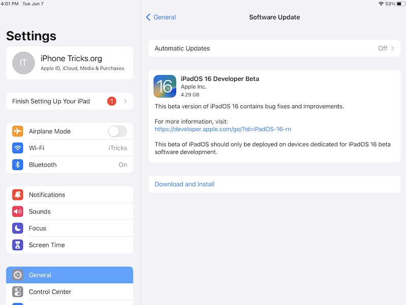 iPadOS 16 Beta download